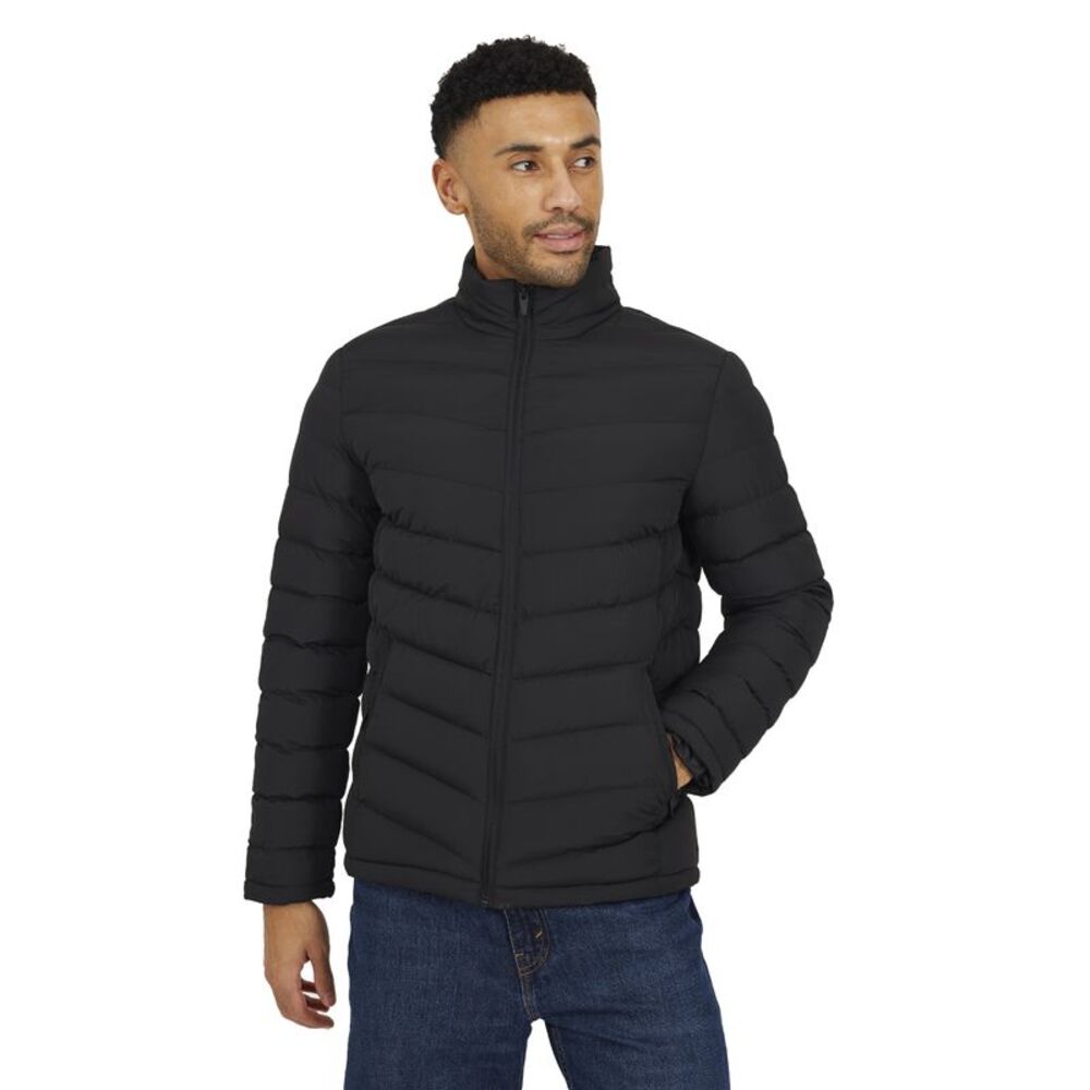 Brave Soul Mens Quilted Funnel Neck Padded Jacket / Black